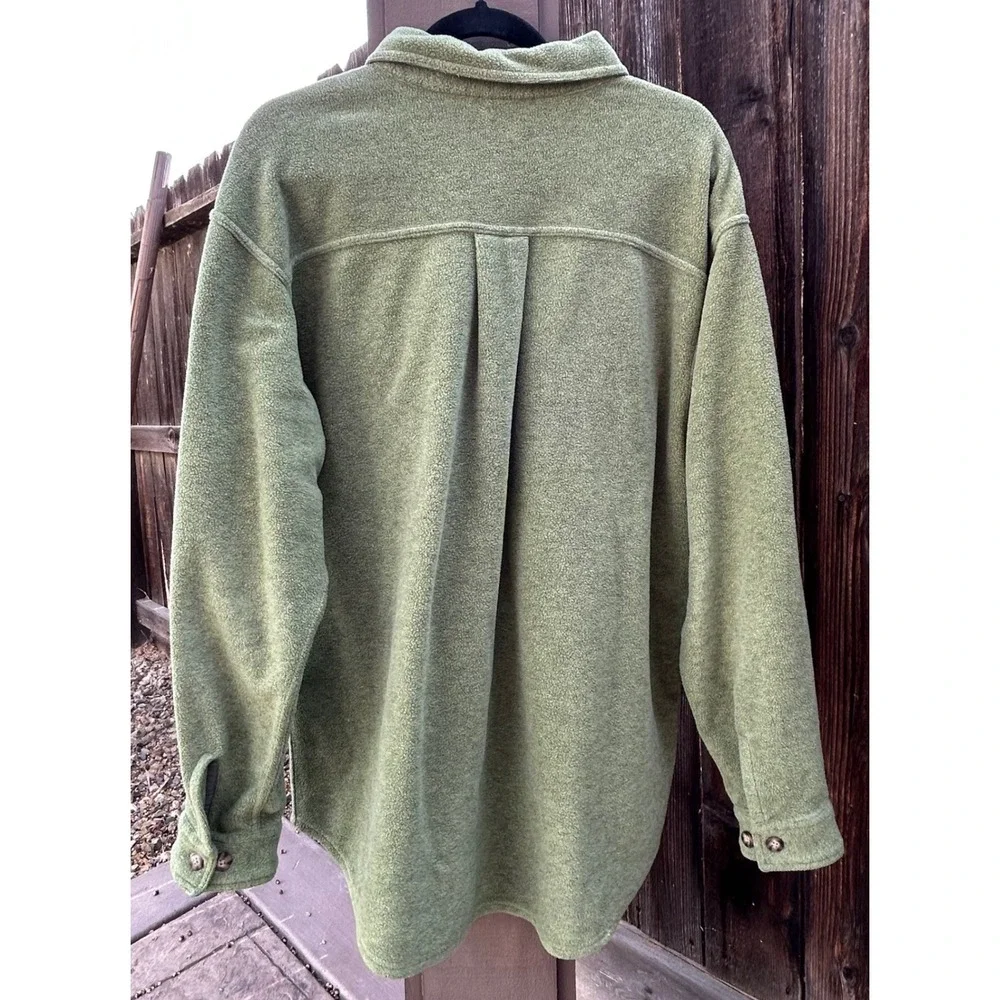 The North Face Fleece Shirt Jacket Mens Medium Green Button Front Shacket